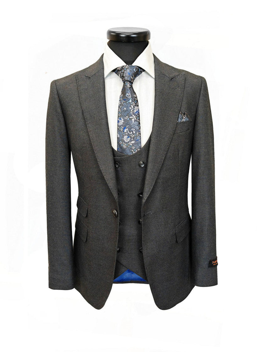 Dark Grey Birdseye 3-Piece Suit