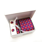 Magenta Geometric Tie & Cufflinks Set
