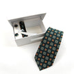 Green and Orange Geometric Tie & Cufflinks Set