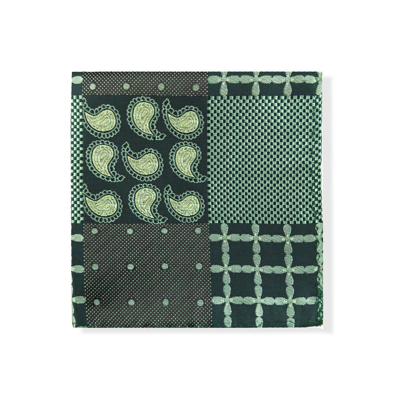 Green Paisley Check Tie & Pocket Square Set