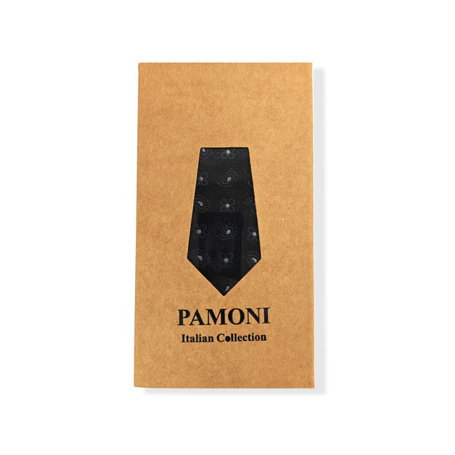 Ensemble cravate et pochette géométriques noires