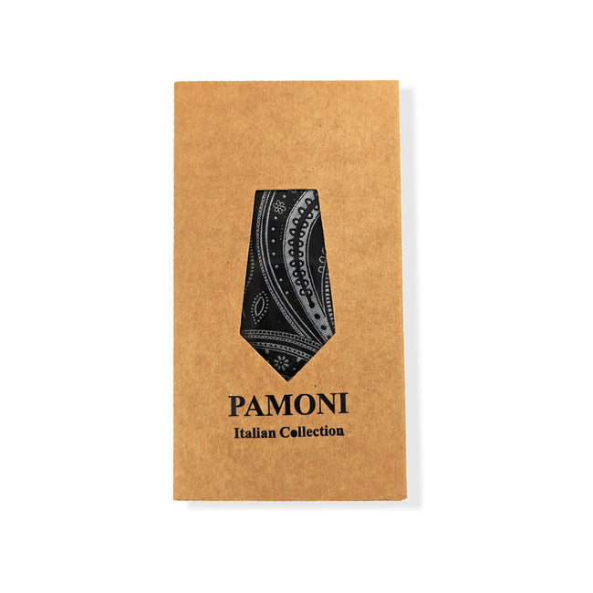 Black Silver Paisley Tie & Pocket Square Set