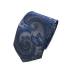 Grey Blue Paisley Tie & Pocket Square Set