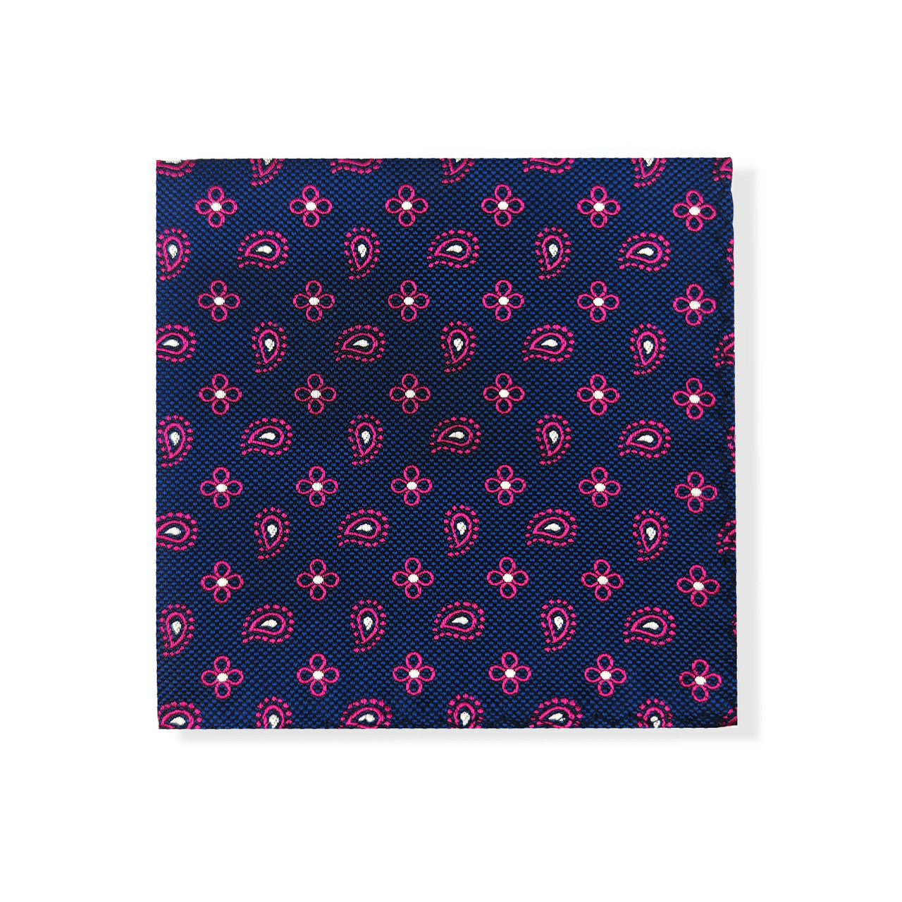 Navy Magenta Geometric Tie & Pocket Square Set