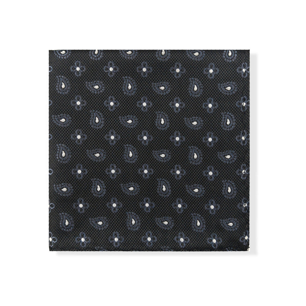 Black Geometric Tie & Pocket Square Set