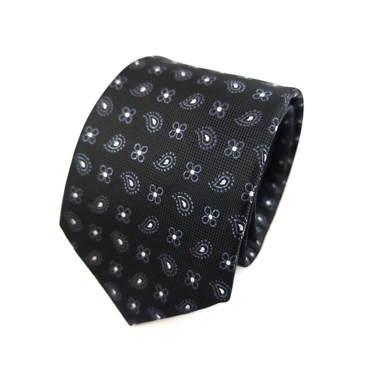 Black Geometric Tie & Pocket Square Set