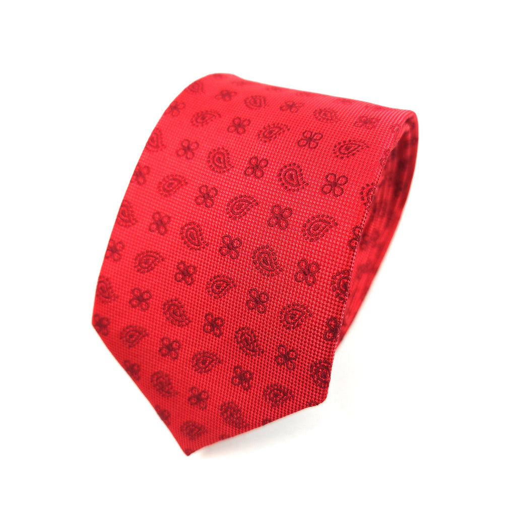 Red Geometric Tie & Pocket Square Set