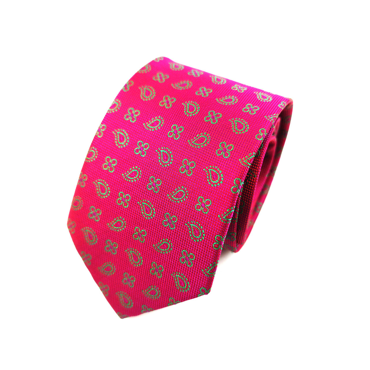 Magenta Geometric Tie & Pocket Square Set