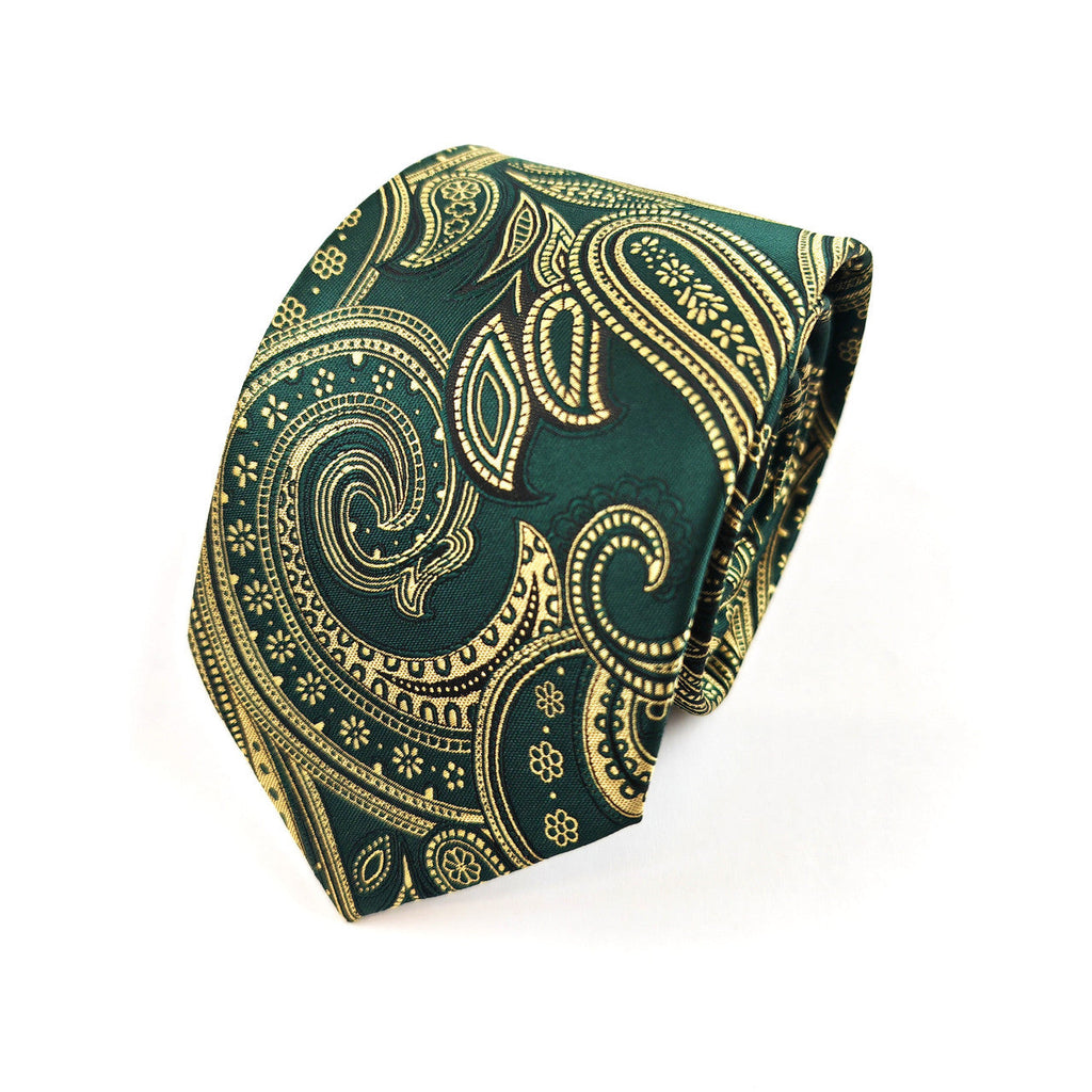 Green Paisley Tie & Pocket Square Set