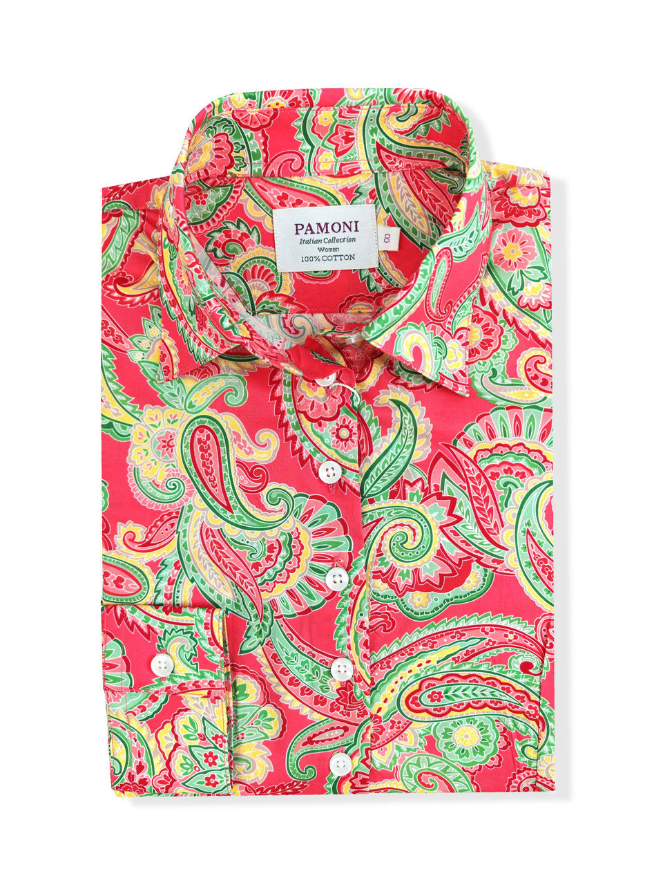 Pink Green Paisley Print Shirt