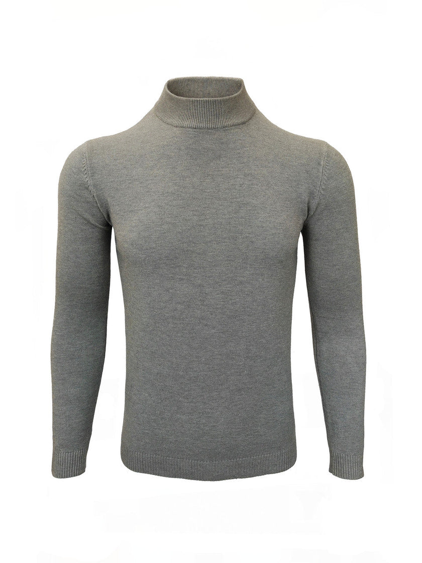 Grey High Neck Slim Fit Jumper