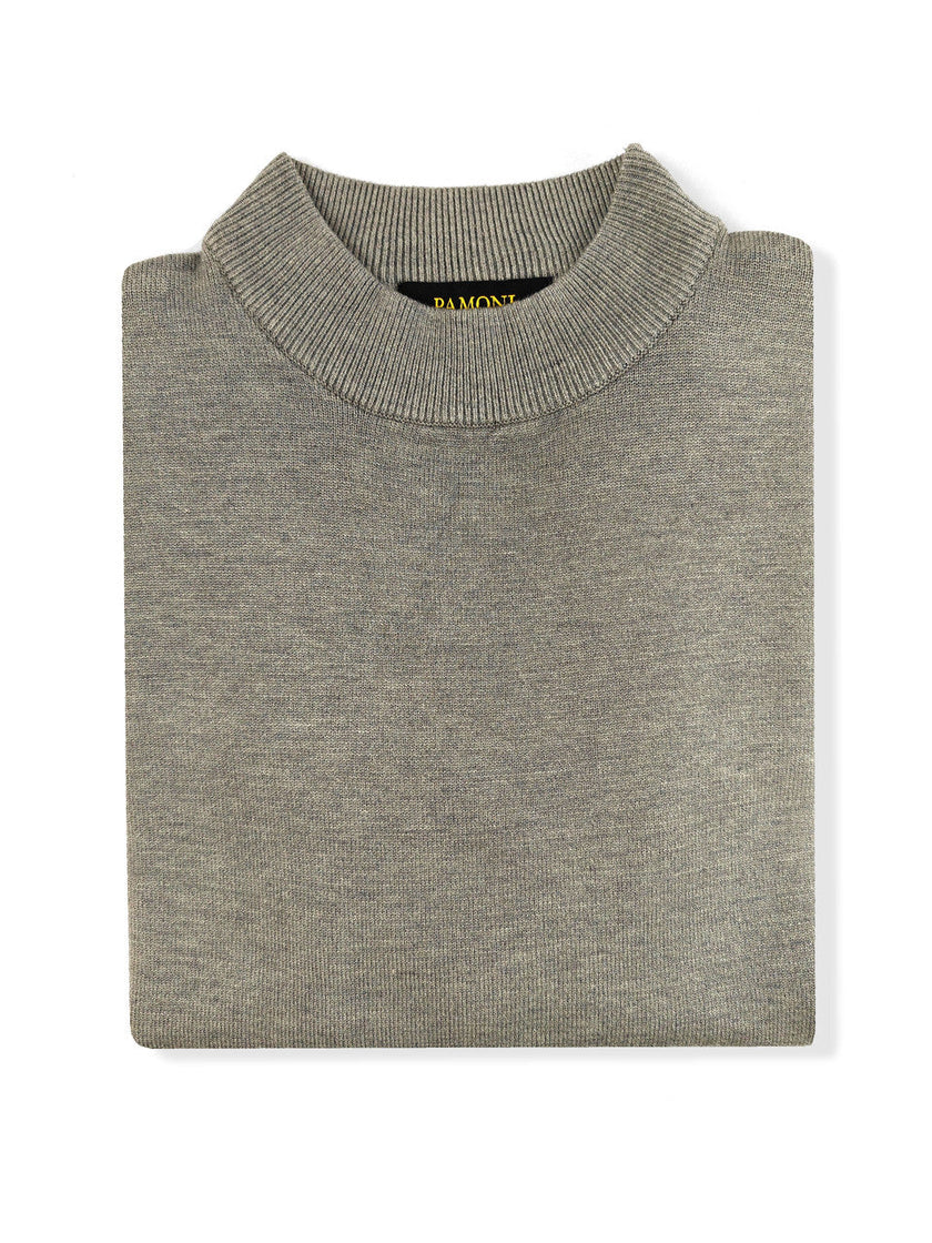 Grey High Neck Slim Fit Jumper