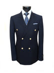 Dark Navy Double Breasted Suit with Gold Button
