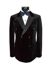 Black Double Breasted Velvet Tuxedo Blazer