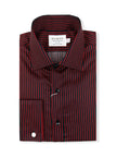 Men's Slim Fit Black & Red Striped Shirt