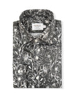 Men's Slim Fit Grey Monochrome Floral Pattern Shirt