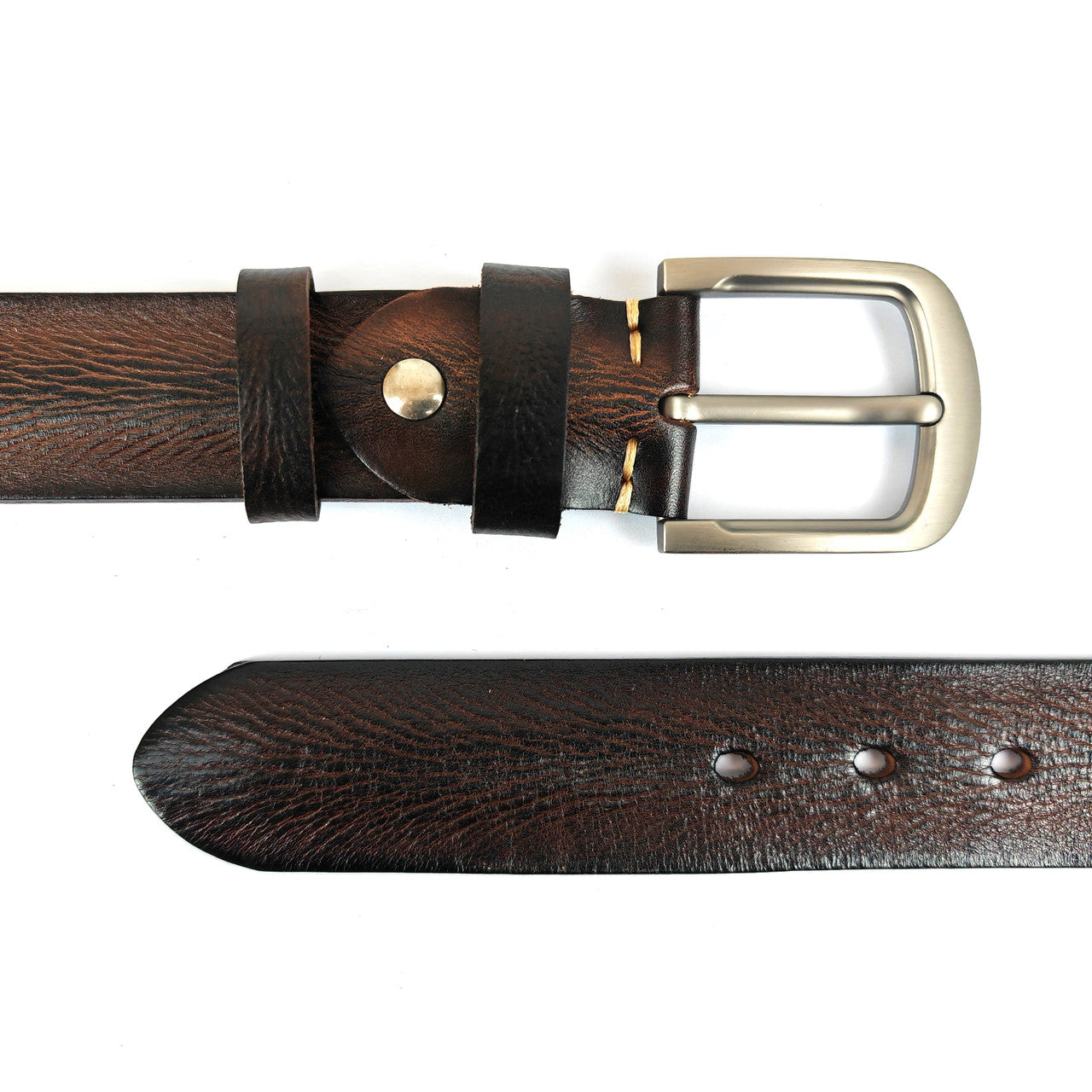 Classic Men's Dark Brown Genuine Leather Belt