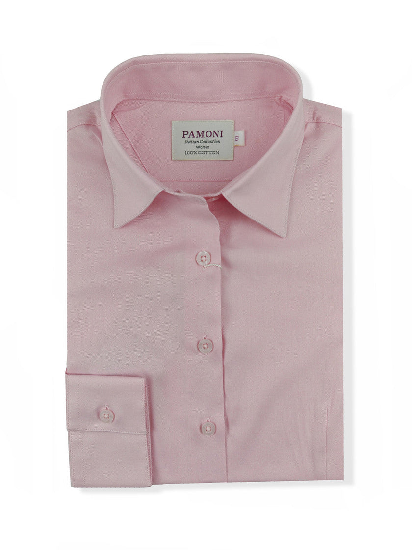 Women's Fitted Pink Oxford Shirt