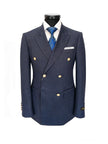 Men's Navy Birdseye Double-Breasted Suit With Gold-Tone Buttons