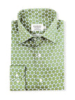 Green Geometric Print Slim Fit Cotton Shirt – Single Cuff