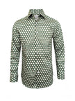 Green Geometric Floral Print Slim Fit Shirt