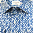 Men’s Blue Floral Tile Print Slim Fit Cotton Shirt
