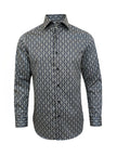 Men’s Black & White Geometric Print Slim Fit Shirt – 100% Cotton