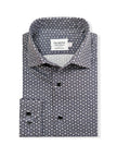 Men’s Navy & White Micro Floral Print Slim Fit Shirt – 100% Cotton