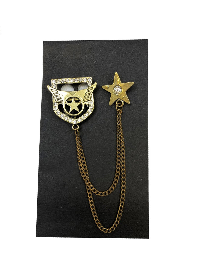 Winged Heraldic Emblem Chain Lapel Pin