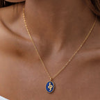 Medusa Gemstone and Snake Motif Pendant: Lapis