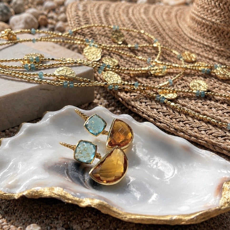 Cleo Long Coin Wrap Necklace: Apatite