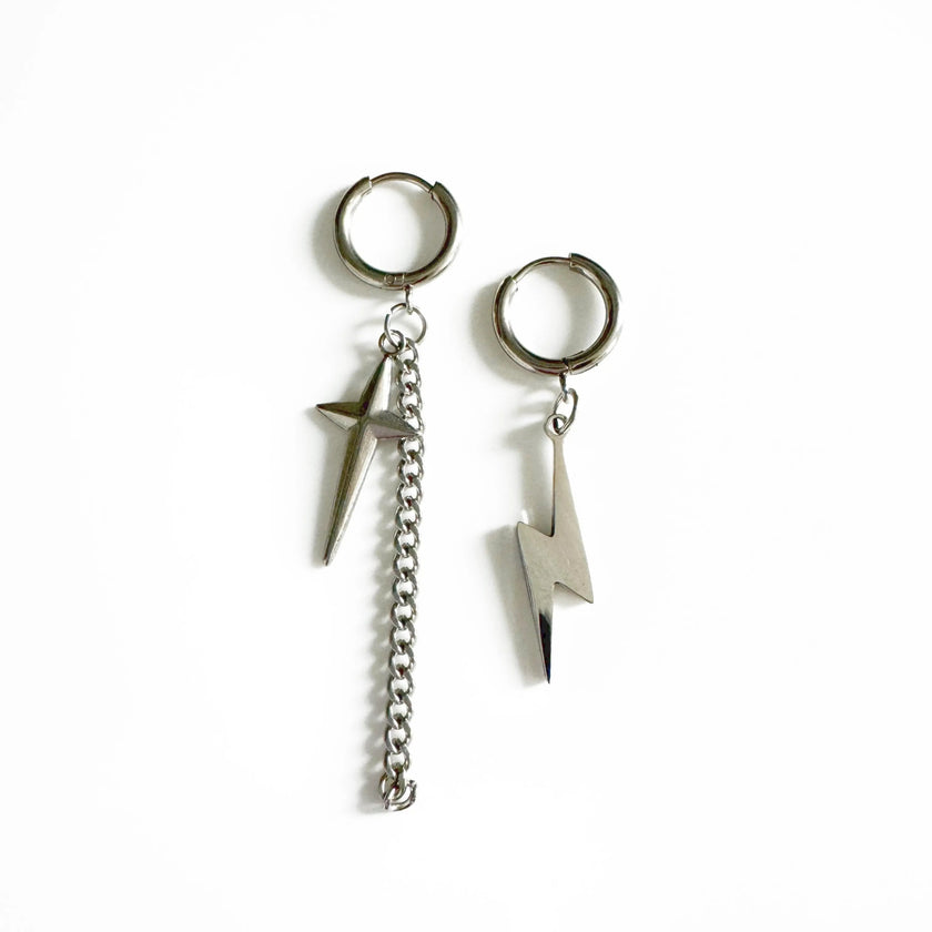 Atlas Lightning Bolt Mismatch Dangle Earrings