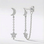 Imogen Moon & Star Drop Chain Earrings | 925 Sterling Silver