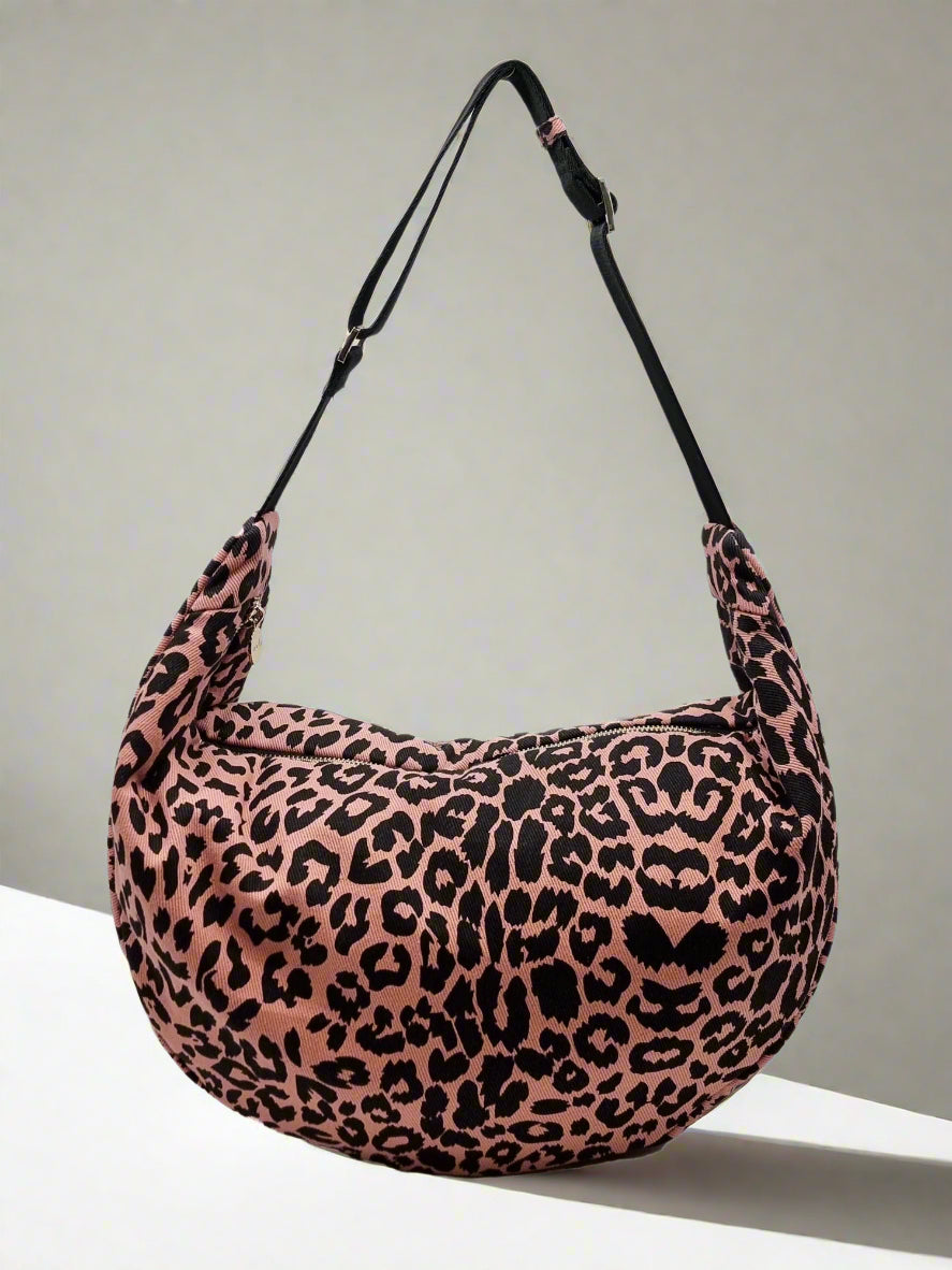 Jessie Oversized Crescent Bag - Pink Leo
