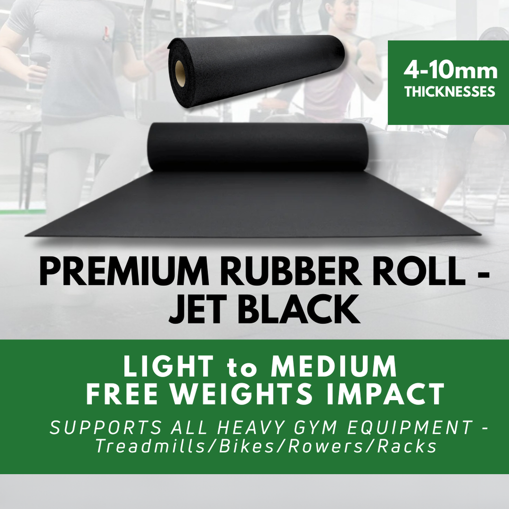 Jet Black Rubber Flooring Roll – 10m²