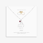 July Birthstone Necklace with Initial Charm | Ruby Gift for Her