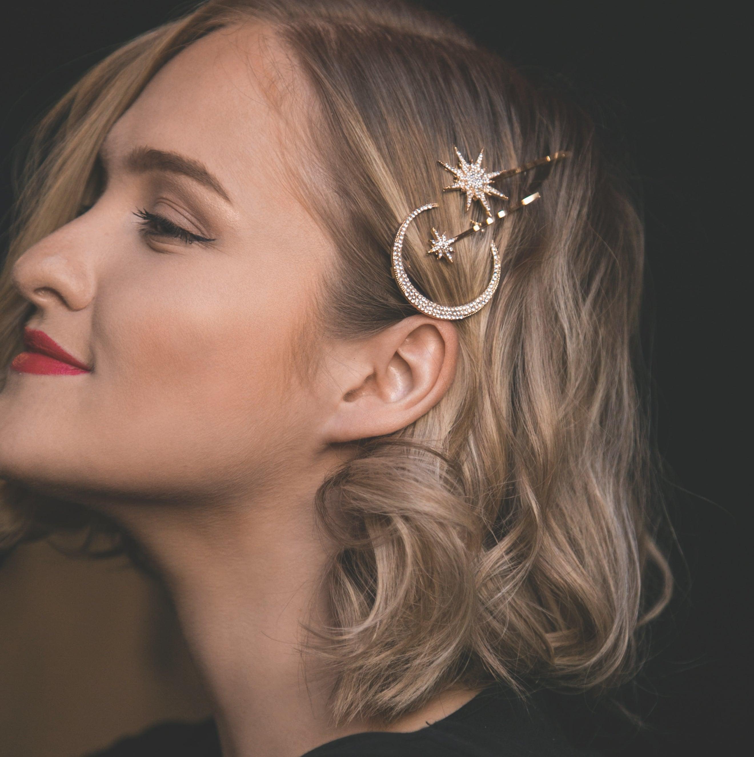 Juno Moon & Star Hair Clip Set | Gold
