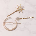 Juno Moon & Star Hair Clip Set | Gold