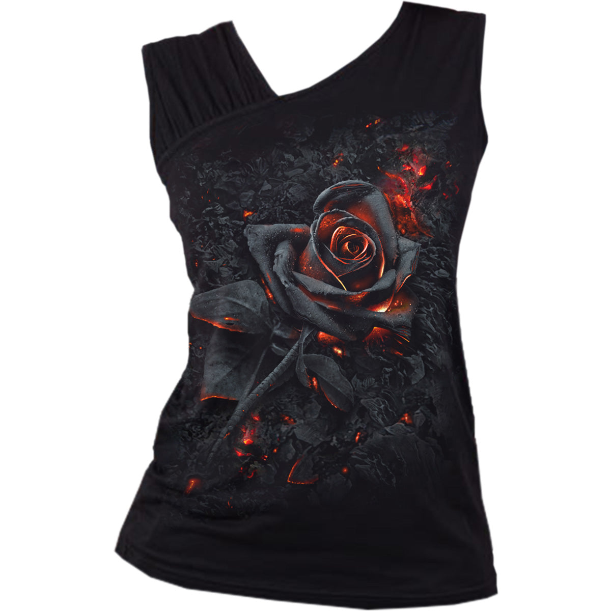 BURNT ROSE - Chaleco ladeado con hombros fruncidos Negro
