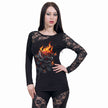 FLAMING ROSE - Lace One Shoulder Top Black