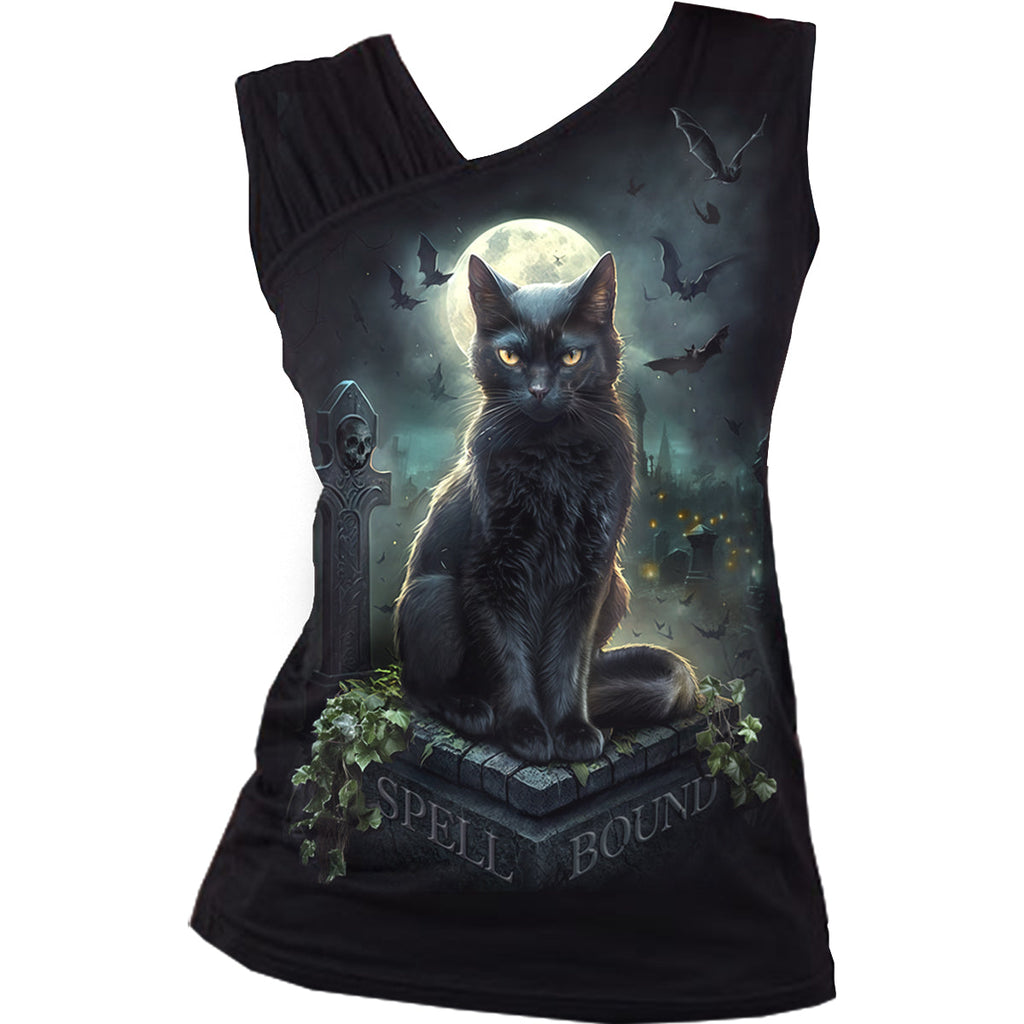 SPELL BOUND - Gilet asymétrique à fronces aux épaules Noir