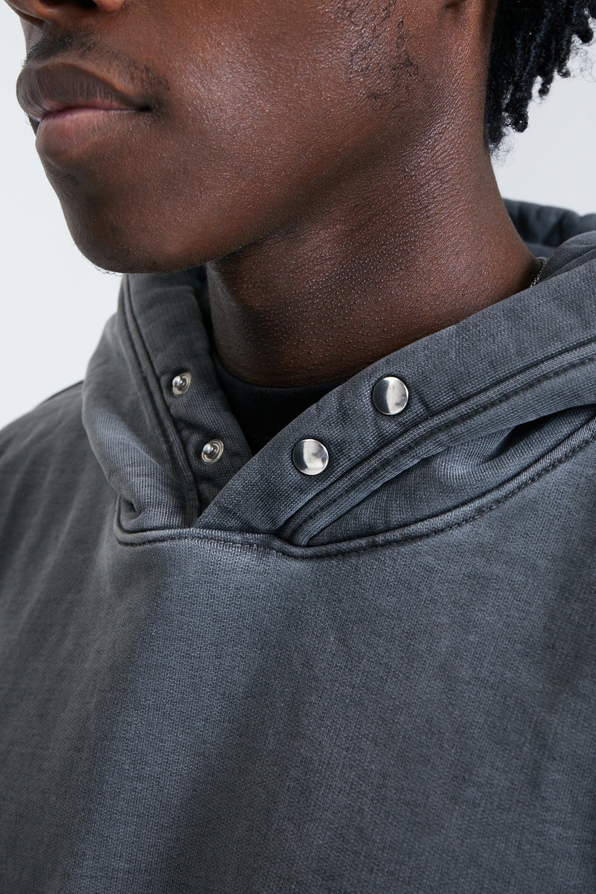 WASHED BLANK HOODIE CHARCOAL