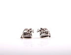 Silver Steed 3D Jump over the Stirrup Stud Earrings
