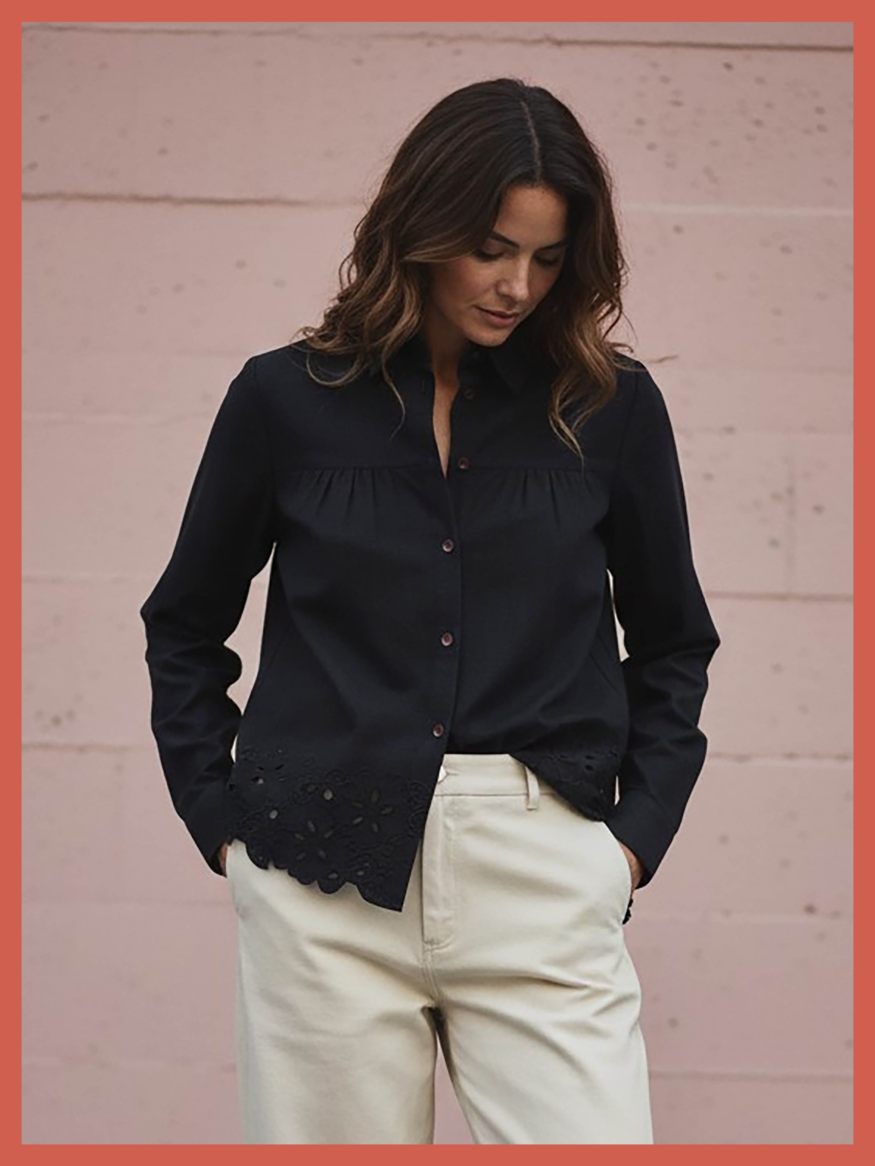 Koren Embroidered Blouse In Black