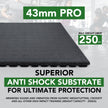 Baldosas de suelo de gimnasio de goma antichoque PRO de 43 mm