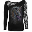 CELTIC UNICORN - Lace One Shoulder Top Black