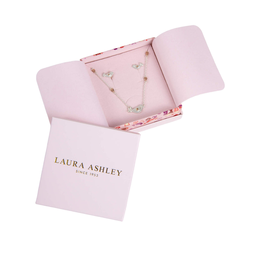 Laura Ashley Silver Kids Rosmere Love Mini Bird Stud Earrings