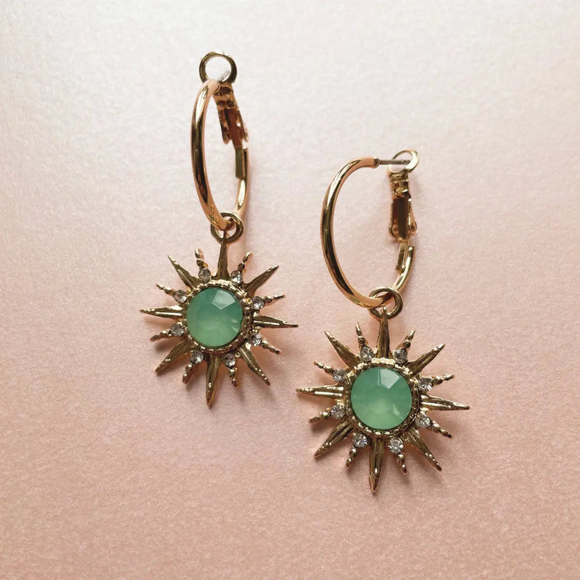 Solina Aqua Gem Hoop Earrings