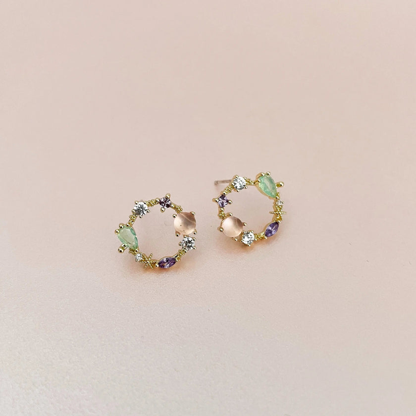 Saffy Blush Jewelled  Wreath Studs