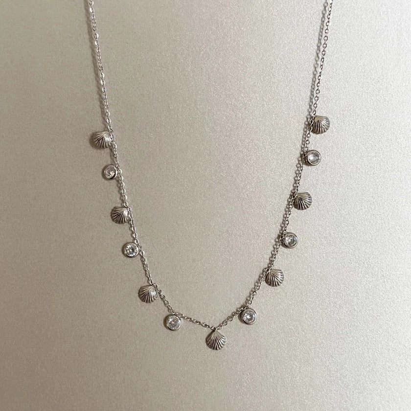 Hanaali  Silver Tone Shell Necklace